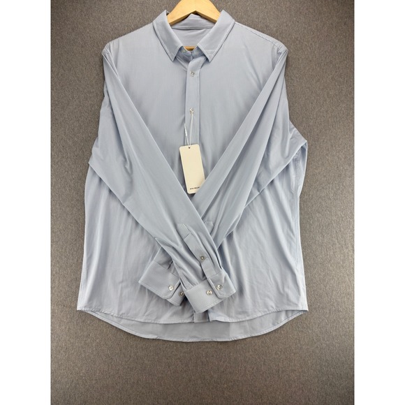 Aha Selected Other - Aha Selected Mens XL Blue‎ White Striped AA Stretch Commuter Long Sleeve NWT